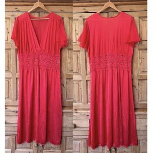 Vintage Midnite Romance 2X Nylon Night Gown Pajama‎ Sleep Red Pink Negligee